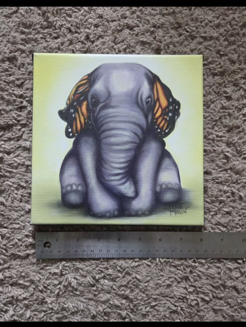 Elephant with Butterfly Ears Canvas Painting